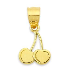 Solid 14k Gold Cherry Pendant - Summer Cherry Necklace Cute Jewelry Gifts